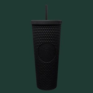 Starbucks Limited Edition Matte Black Studded Reusable Cold Cup With Straw Black